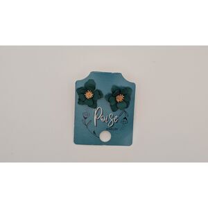 Poise Green Floral Stud Earrings
